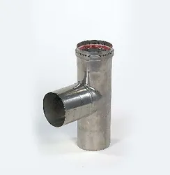 Enkelwandig rookgas T-stuk, Ubbink Rolux 4G, 80mm, inox, met lipring
